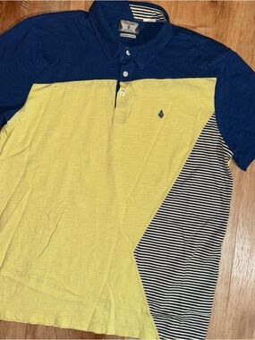 Vintage Volcom Men Polo Shirt sz. L Geometric Print Colorblock Short Sleeves Y2K